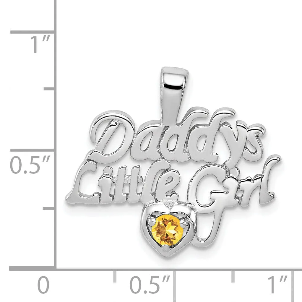 Silver Citrine Daddy's Little Girl Pendant