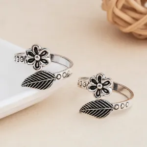 Silver Floral Radiance Toe Ring