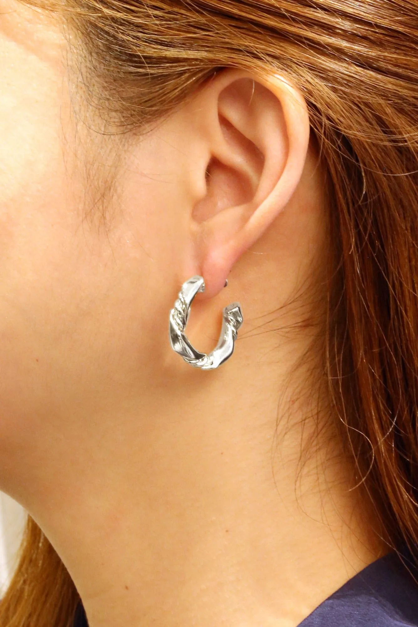SJE310455 14K Dipped Twist Post Hoop Earrings