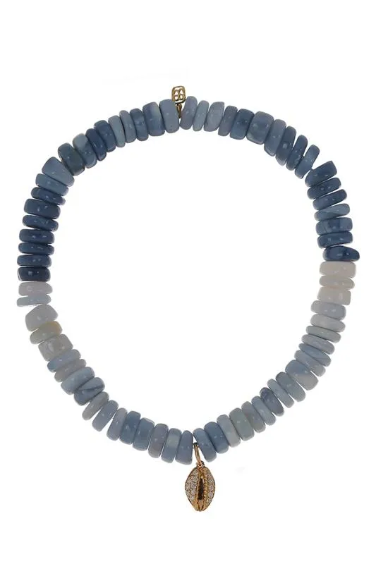 Small Cowrie Shell Charm Heishi Bead Bracelet