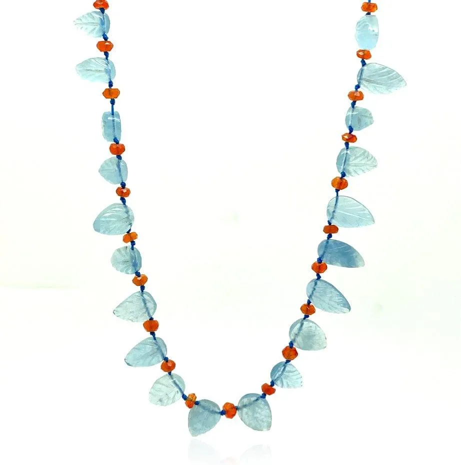 SOLD | Aquamarine & Carnelian Gemstone Necklace