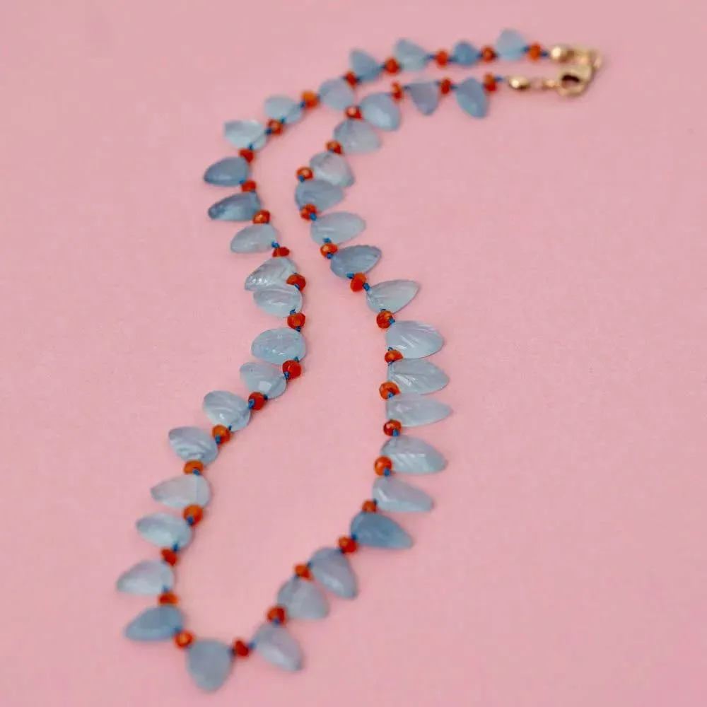 SOLD | Aquamarine & Carnelian Gemstone Necklace