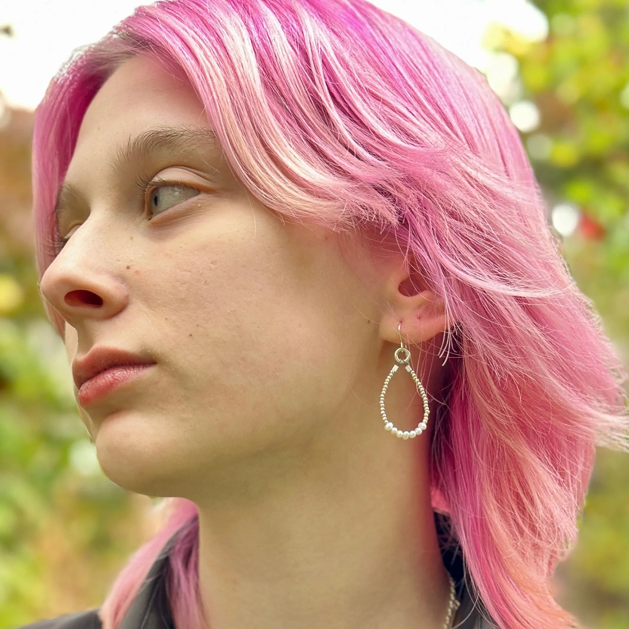 Stepping Stone Hoop Earrings