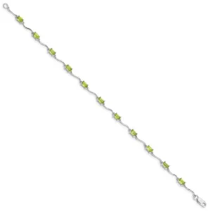 Sterling Silver Rhodium-plated Peridot Bracelet QX841PE