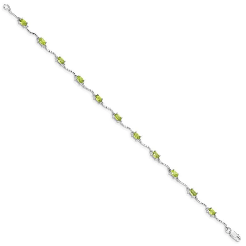 Sterling Silver Rhodium-plated Peridot Bracelet QX841PE
