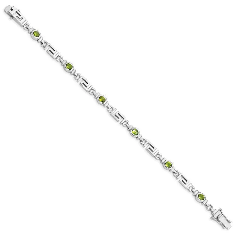 Sterling Silver Rhodium-plated Peridot Bracelet QX864PE