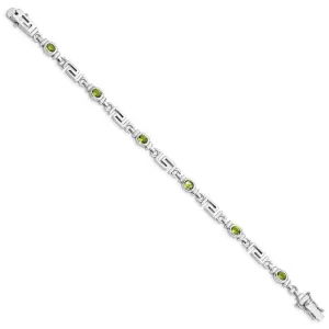 Sterling Silver Rhodium-plated Peridot Bracelet QX864PE