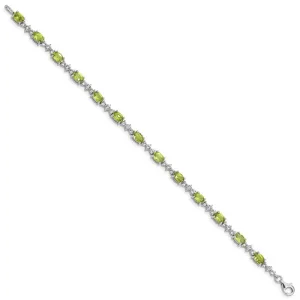Sterling Silver Rhodium-plated Peridot White Topaz Bracelet QX854PE