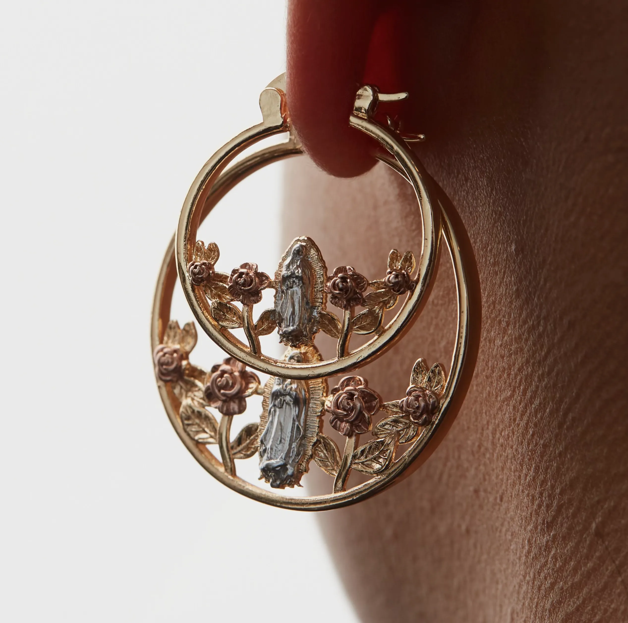 THE GUADALUPE ROSE HOOP EARRINGS
