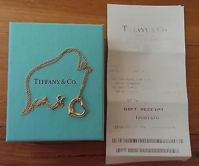 Tiffany & Co 18ct Gold and Diamond 'Elsa Peretti' Sml Heart Pendant 16"w/receipt