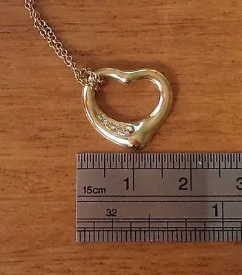 Tiffany & Co 18ct Gold and Diamond 'Elsa Peretti' Sml Heart Pendant 16"w/receipt