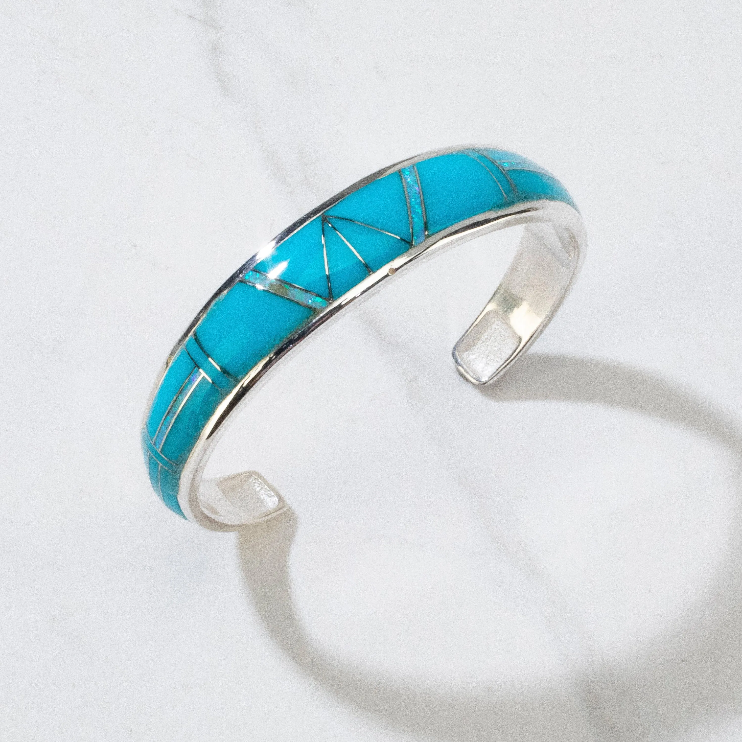 Turquoise & Opal USA Handmade 925 Sterling Silver Cuff