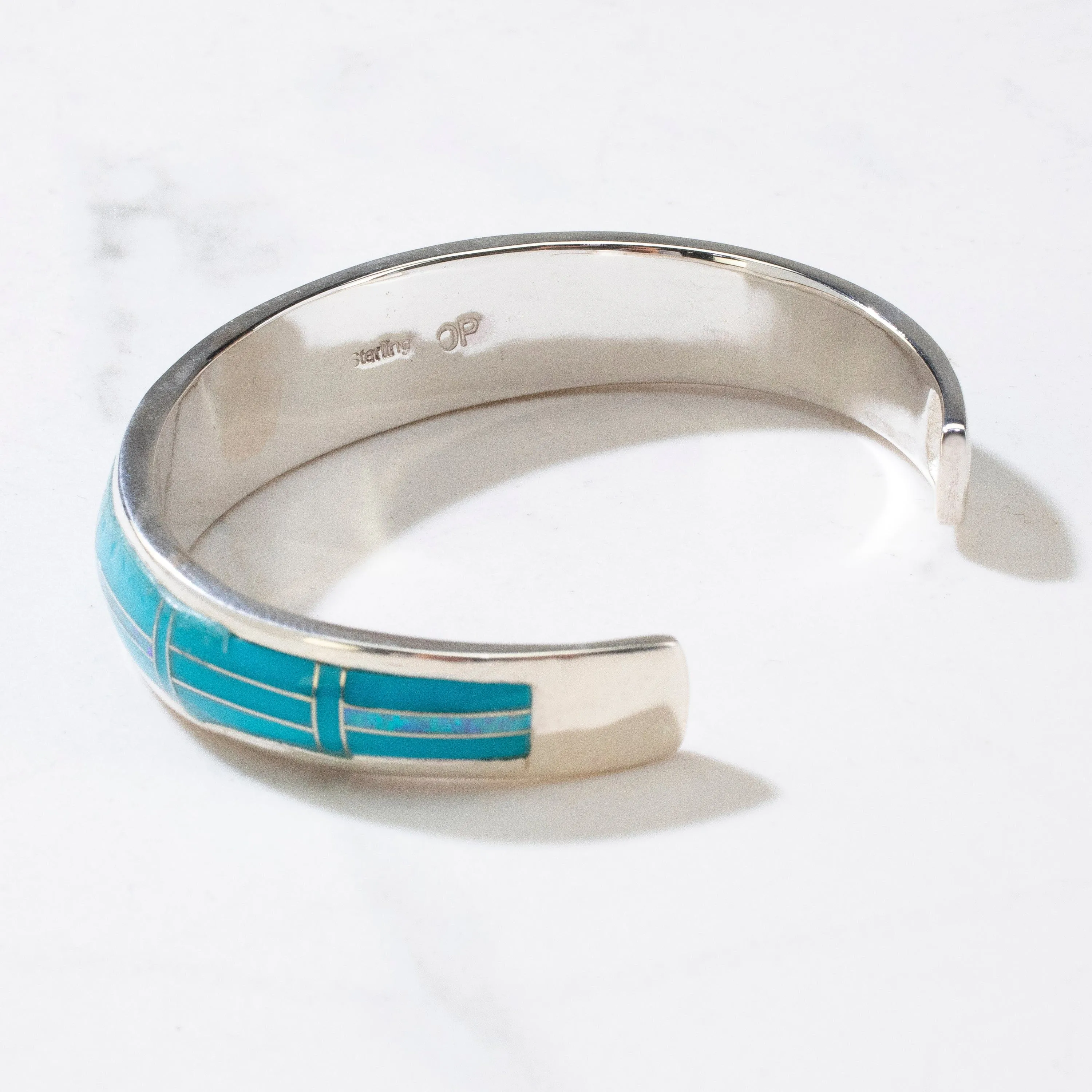 Turquoise & Opal USA Handmade 925 Sterling Silver Cuff