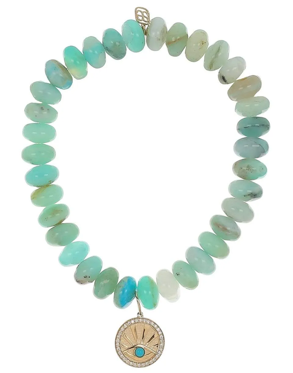 Turquoise Evil Eye Opal Bead Bracelet