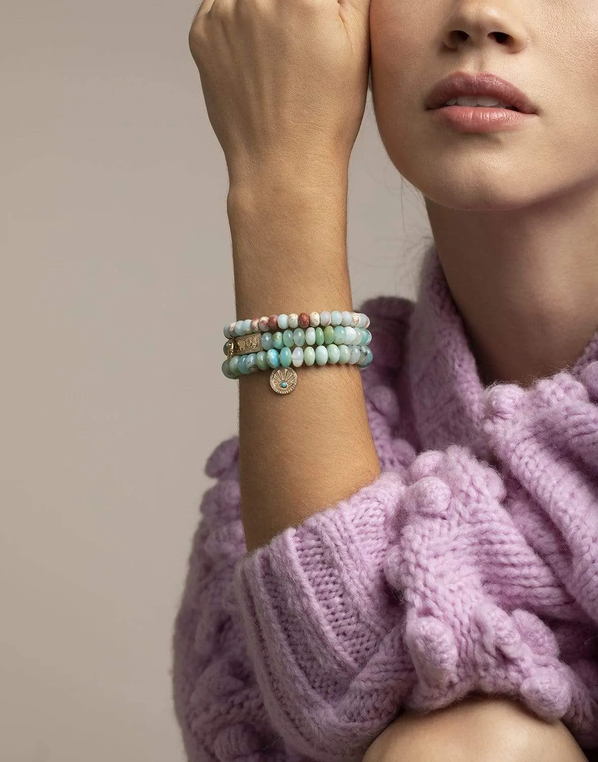 Turquoise Evil Eye Opal Bead Bracelet