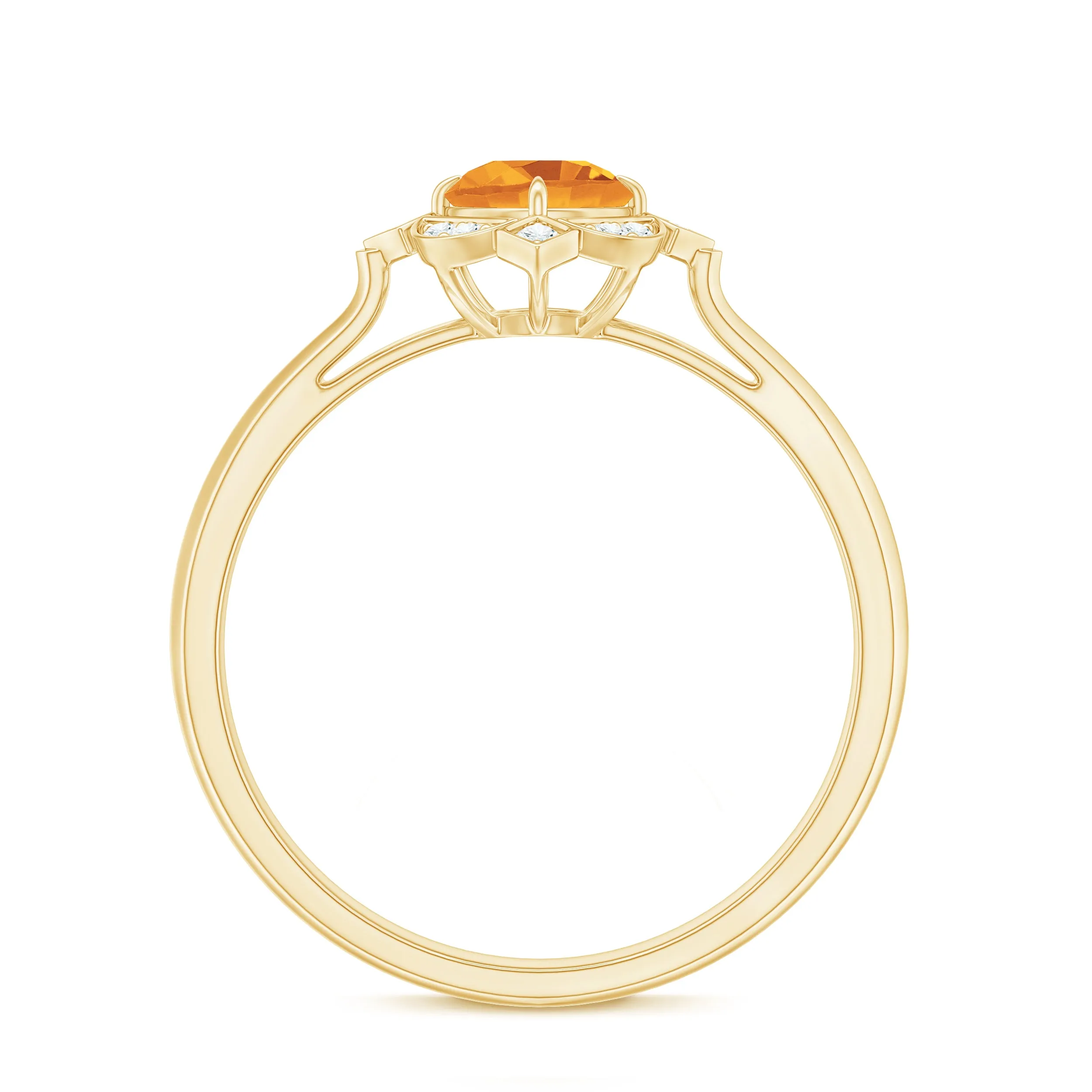 Vintage Inspired Citrine and Diamond Engagement Ring