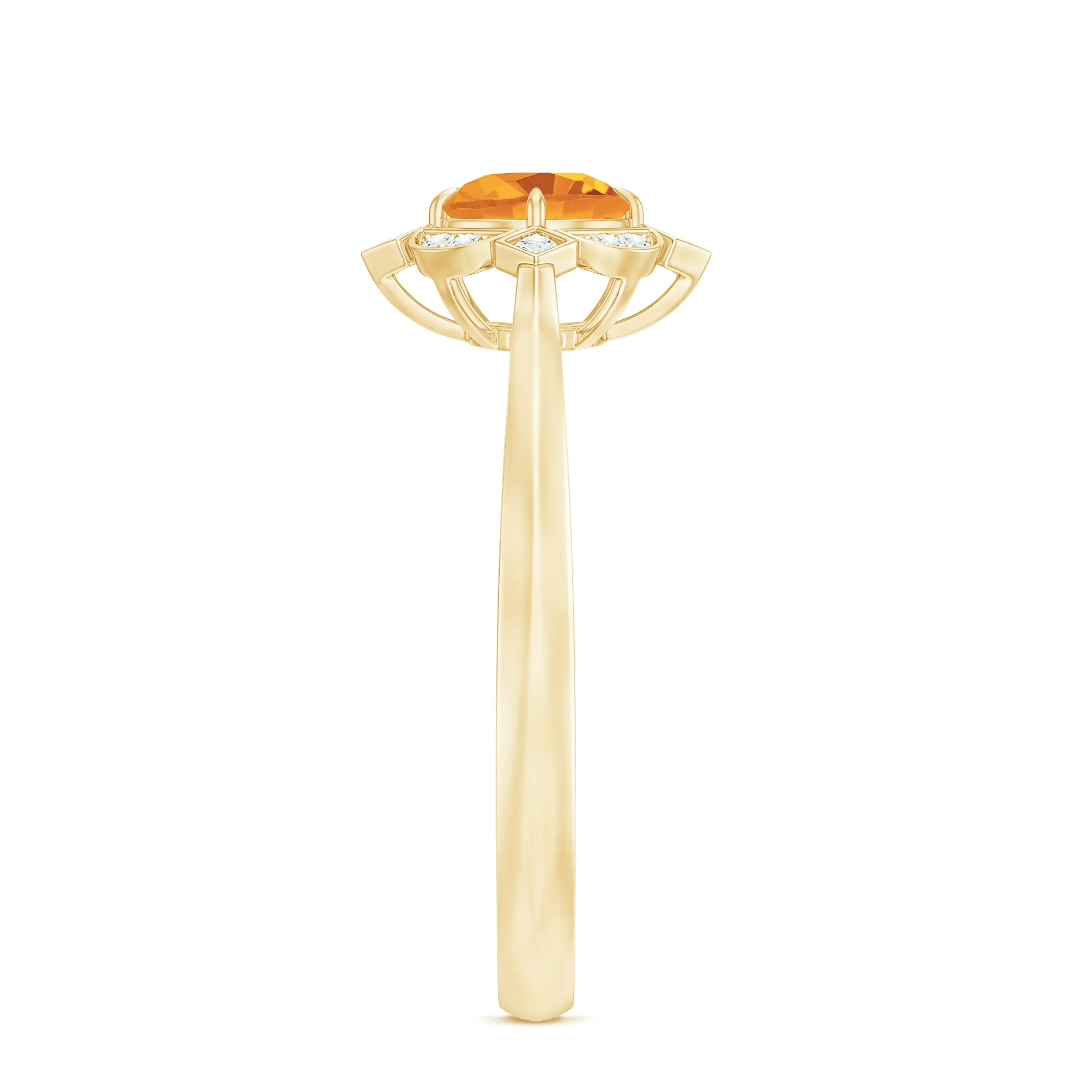 Vintage Inspired Citrine and Diamond Engagement Ring